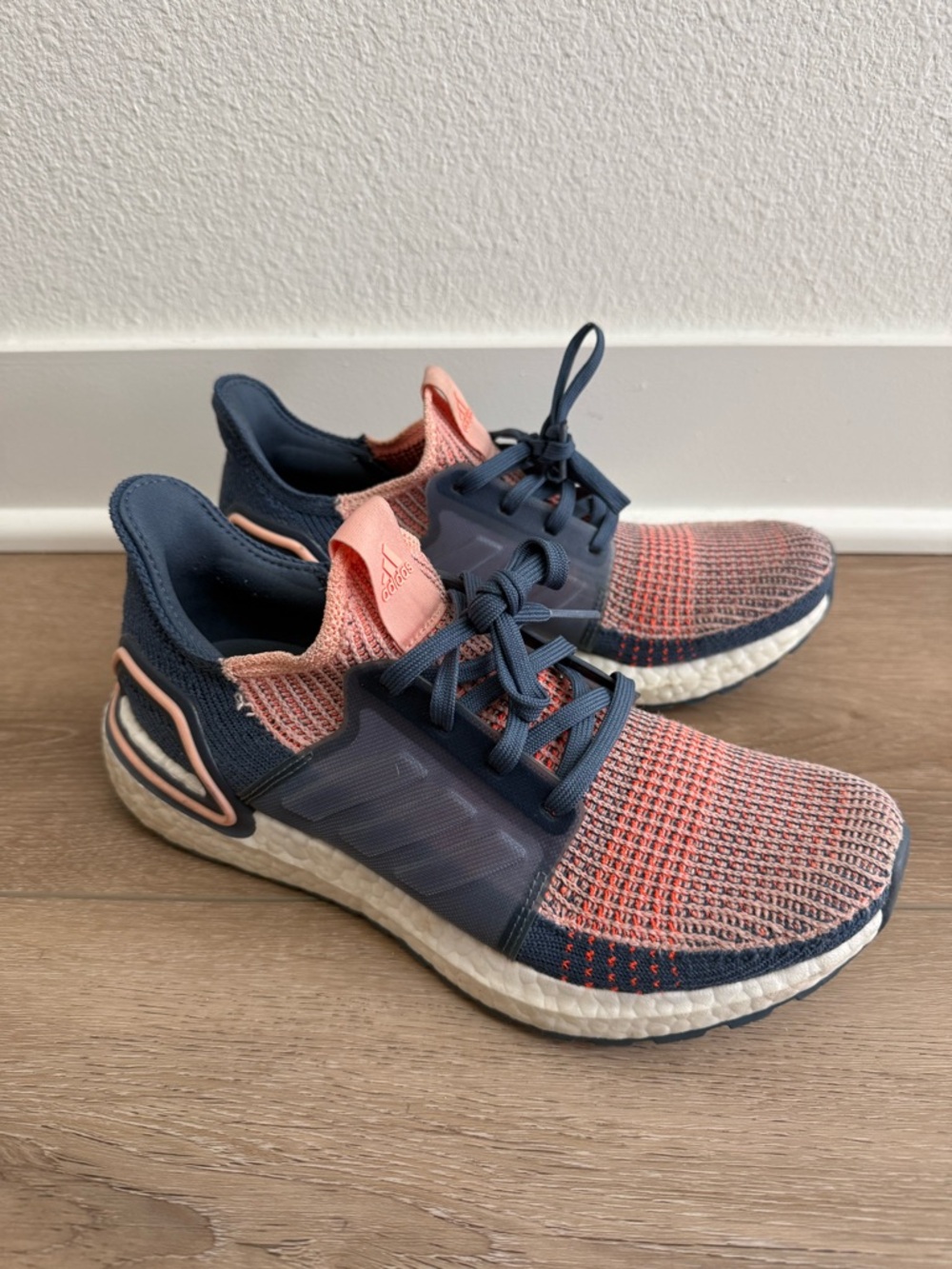 Adidas Ultraboost 19 Glow Tech Ink Blue Pink Running Shoes Sneakers women’s 8